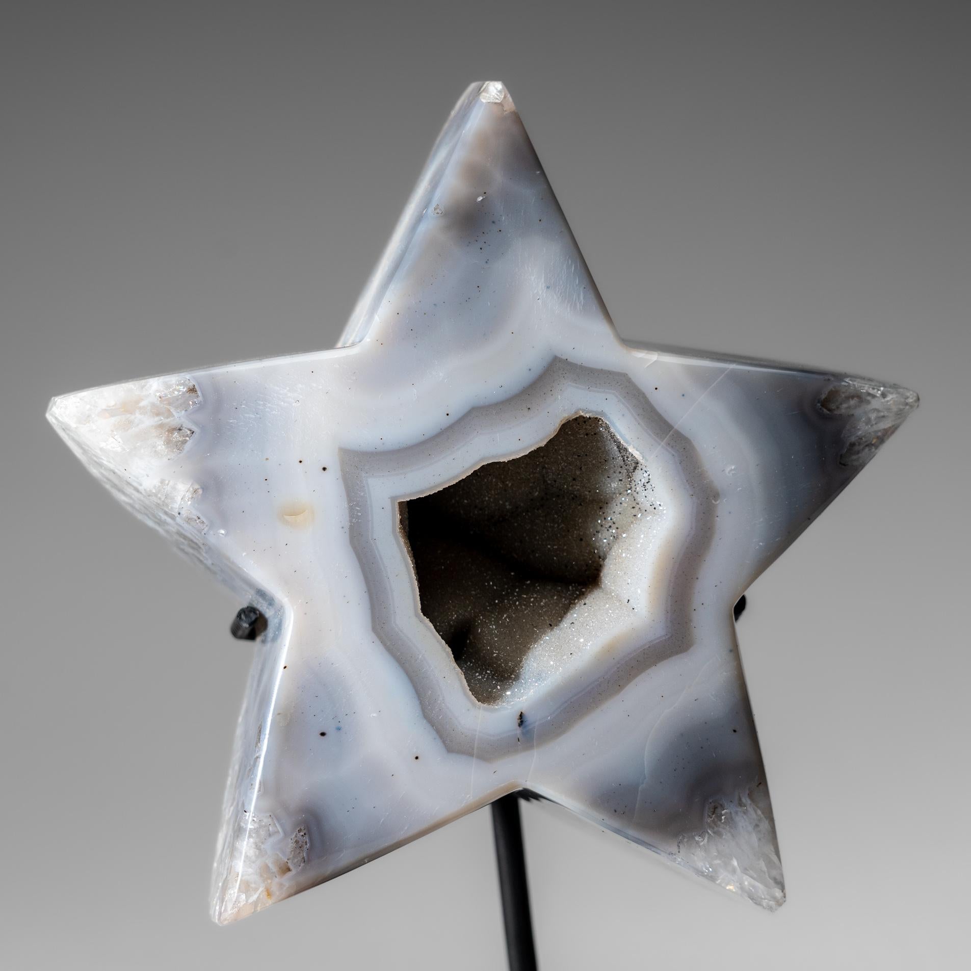 Other Genuine Agate Geode Star on Custom Metal Stand (4.4