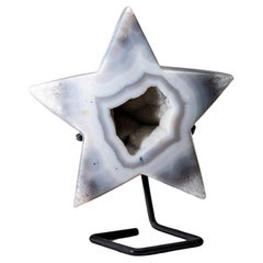 Genuine Agate Geode Star on Custom Metal Stand (4.4", 8 lbs) 