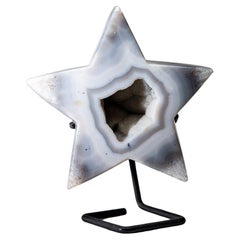 Genuine Agate Geode Star on Custom Metal Stand (4.4", 8 lbs)