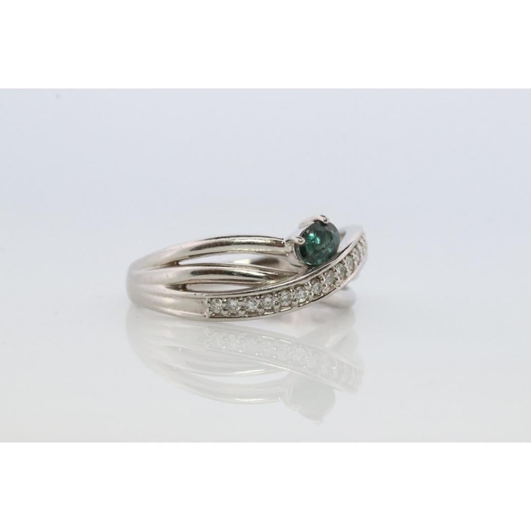 Bague alexandrite véritable en platine 900 sertie d'une bague ronde alexandrite naturelle Pour femmes en vente