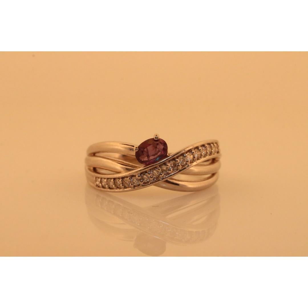 Bague alexandrite véritable en platine 900 sertie d'une bague ronde alexandrite naturelle en vente 4