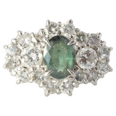 Genuine Alexandrite Ring. Platinum Alexandrite Diamond Halo Ring. PT900 Plat