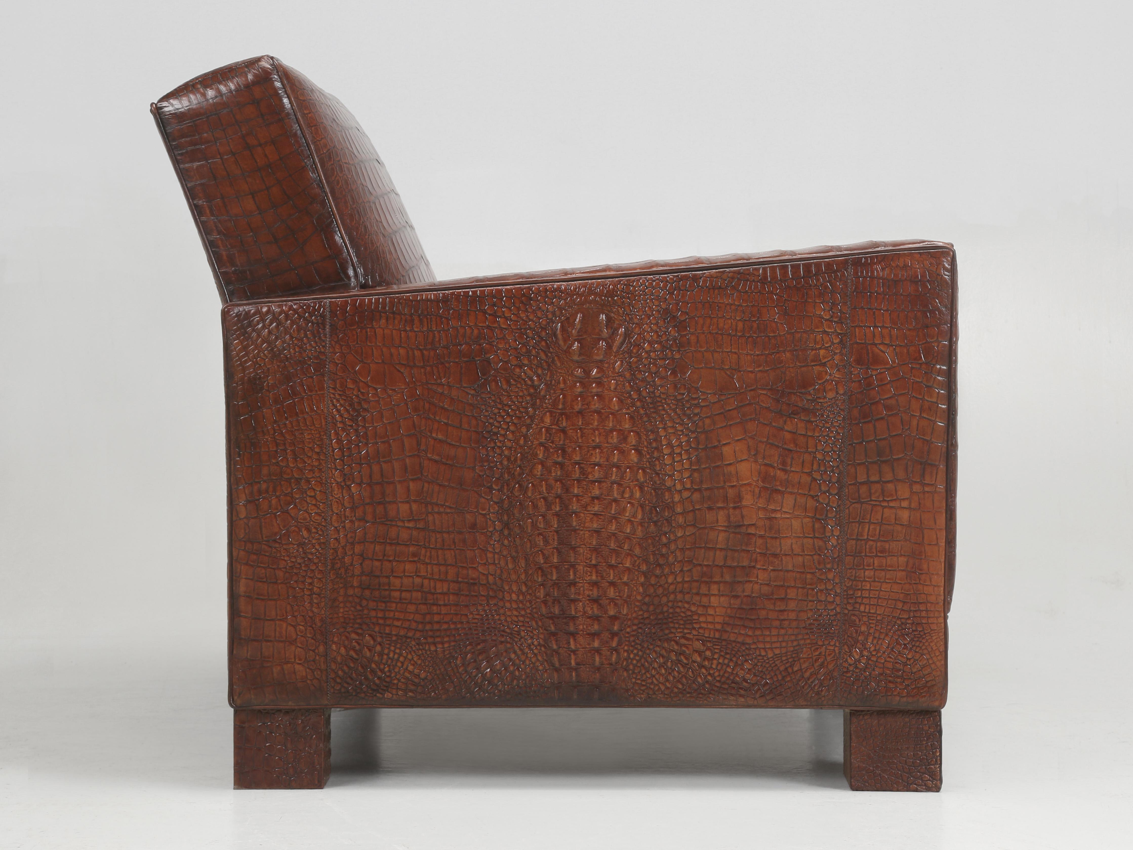 Art Deco Alligator French Club Chairs Inspired Designers Jean-Michel Frank Jacques Adnet