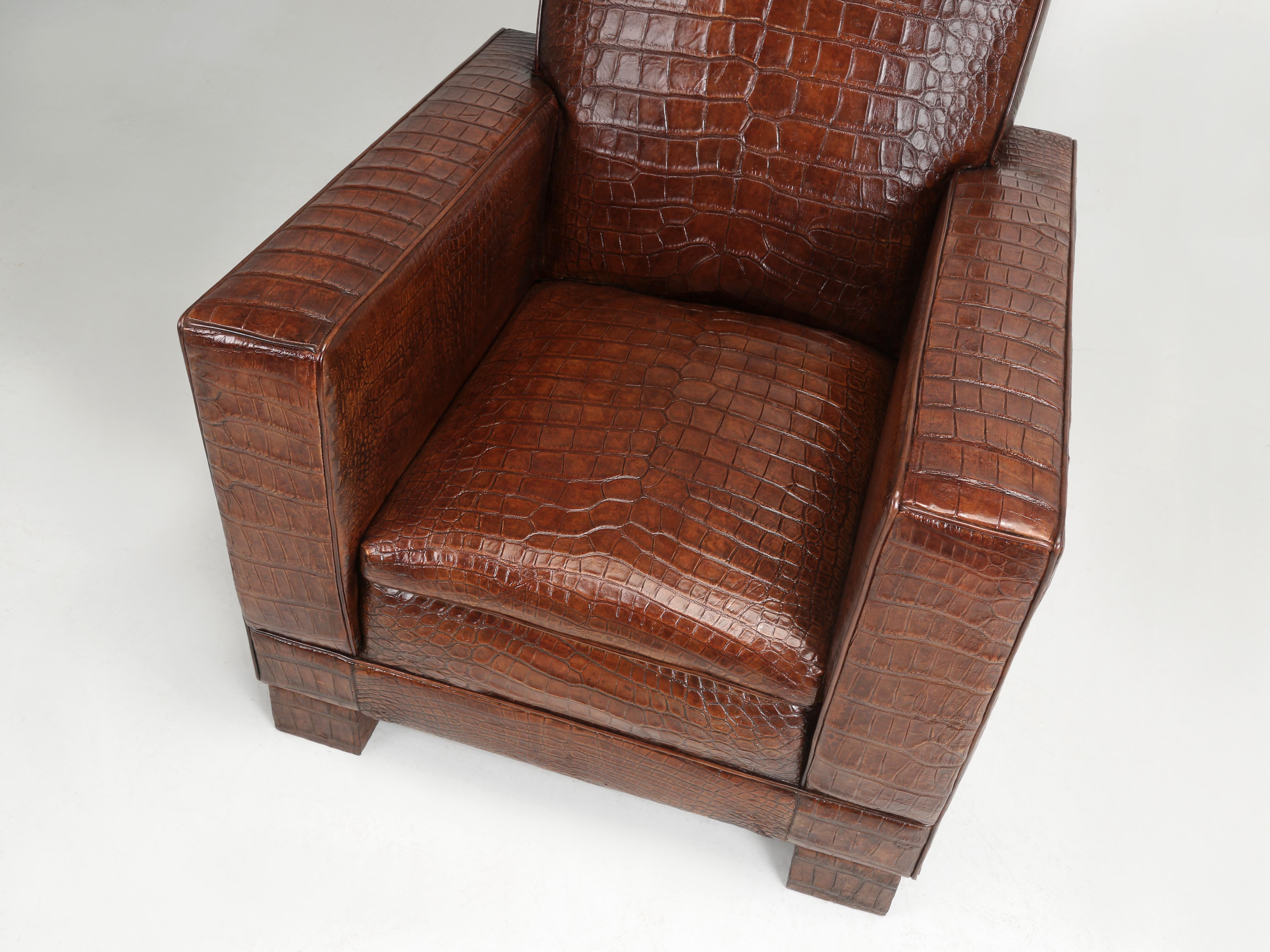 Wood Alligator French Club Chairs Inspired Designers Jean-Michel Frank Jacques Adnet