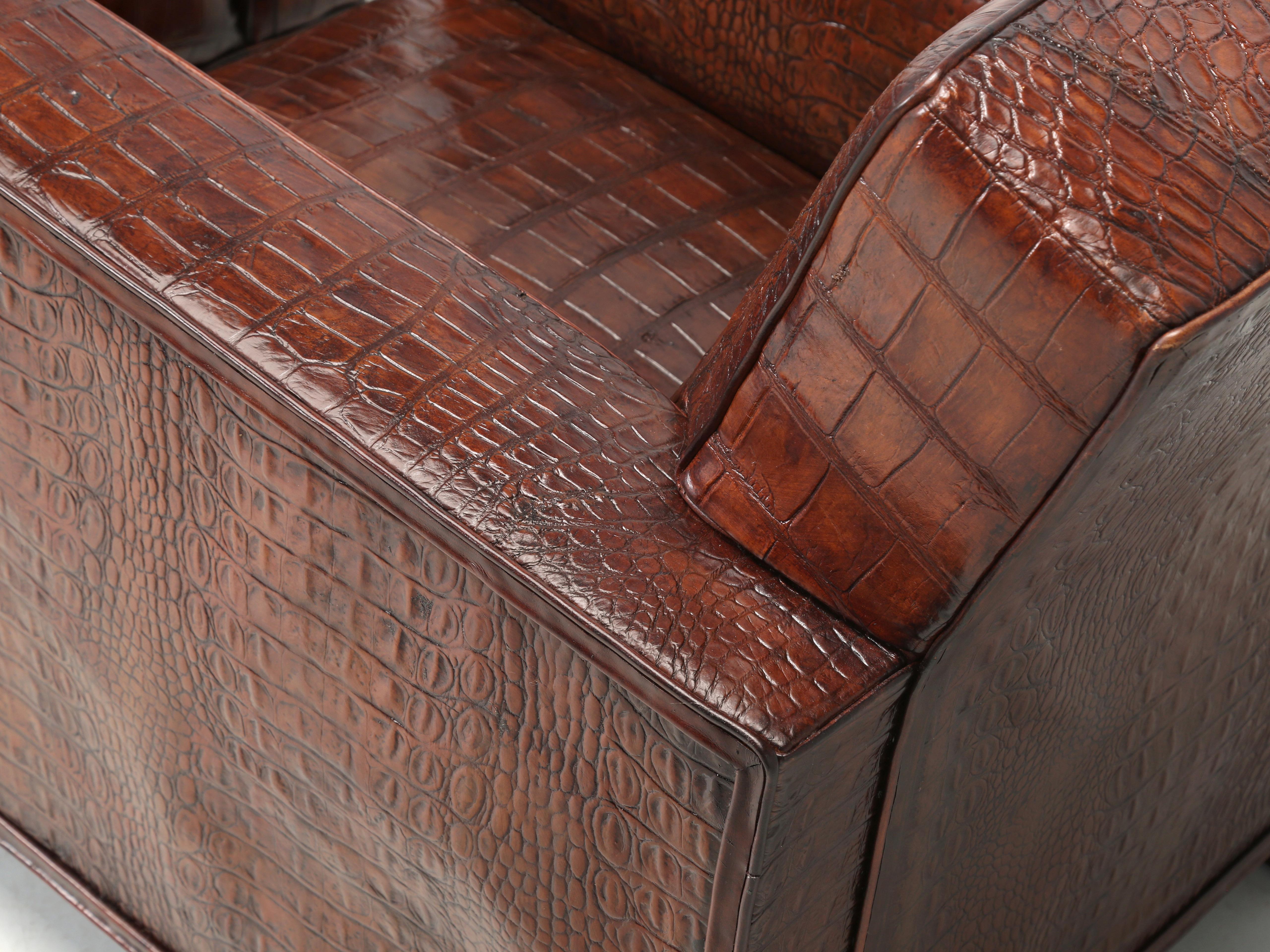 Genuine Alligator Club Chairs Inspired by Jean-Michel Frank & Adnet by Old Plank 2