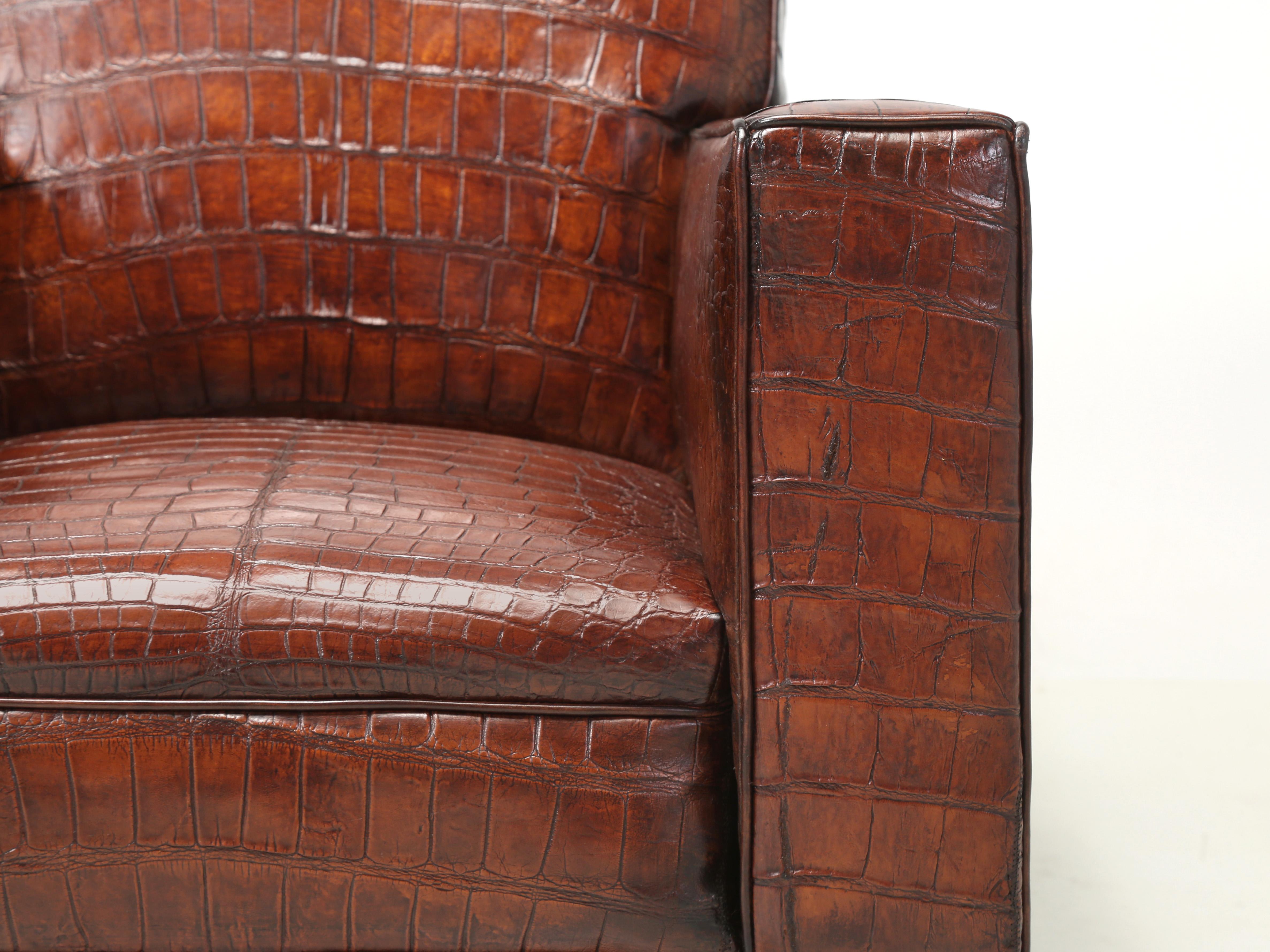Genuine Alligator Club Chairs Inspired by Jean-Michel Frank & Adnet by Old Plank 3