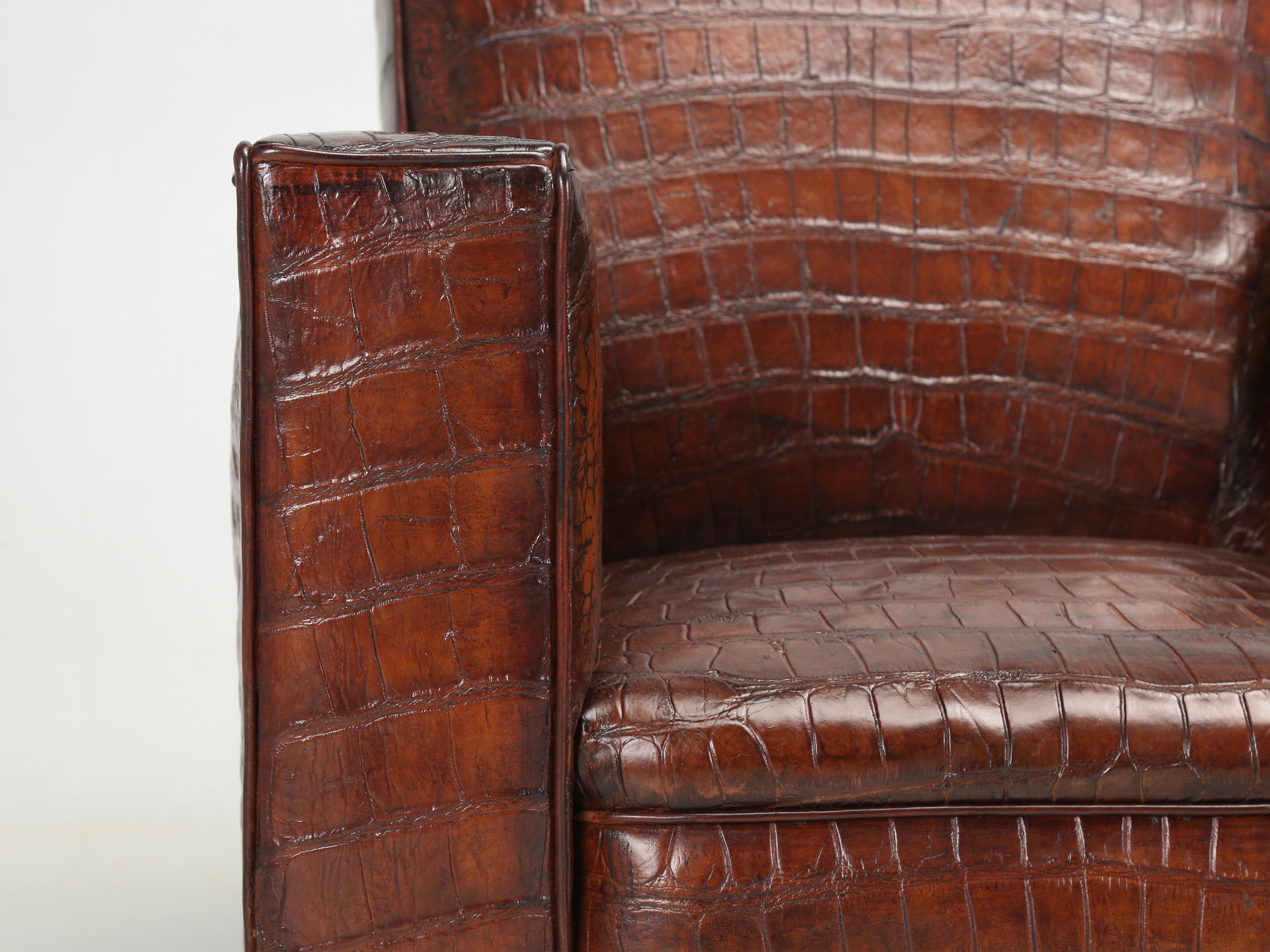 Genuine Alligator Club Chairs Inspired by Jean-Michel Frank & Adnet by Old Plank 4