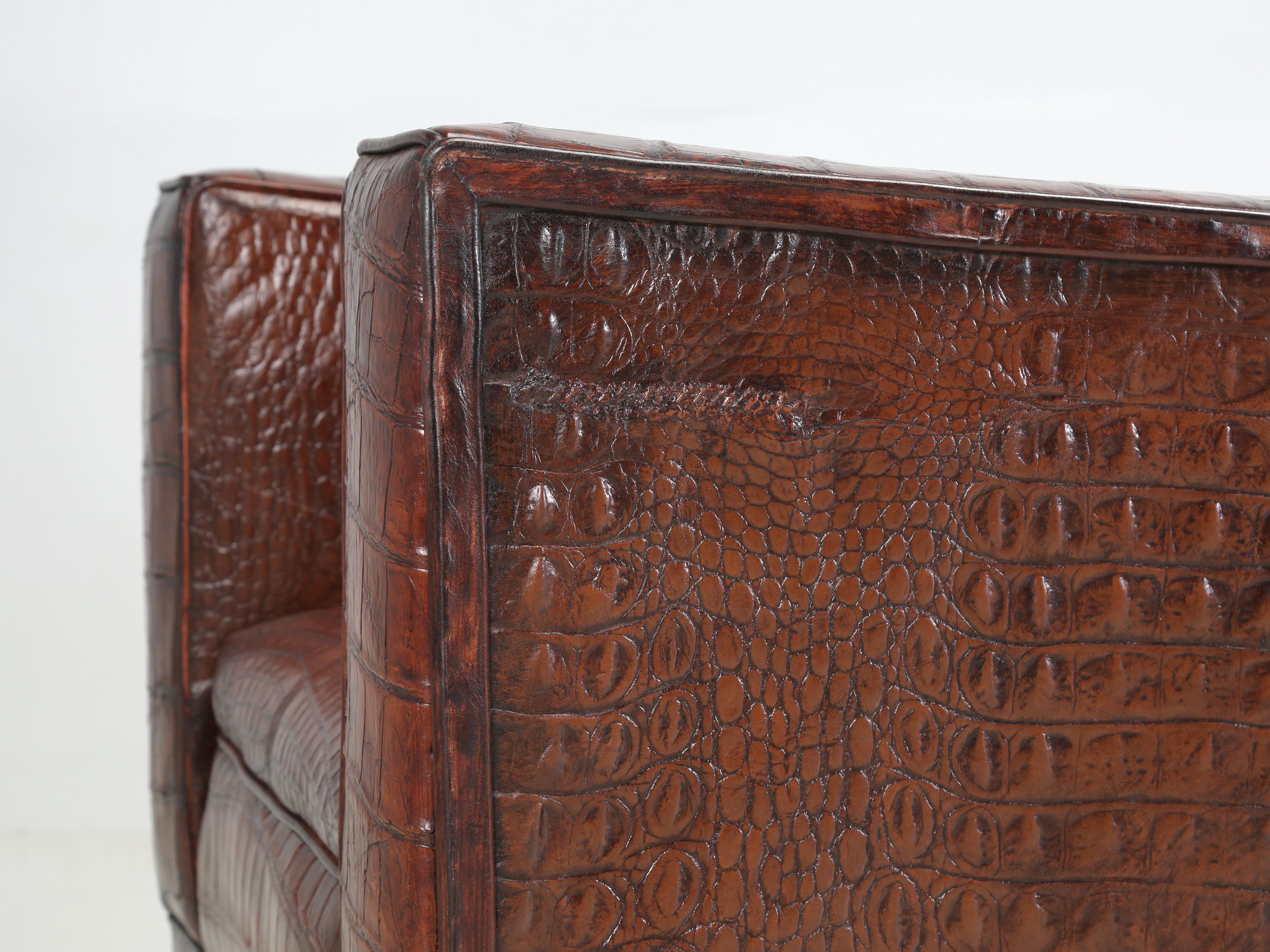 Genuine Alligator Club Chairs Inspired by Jean-Michel Frank & Adnet by Old Plank 5