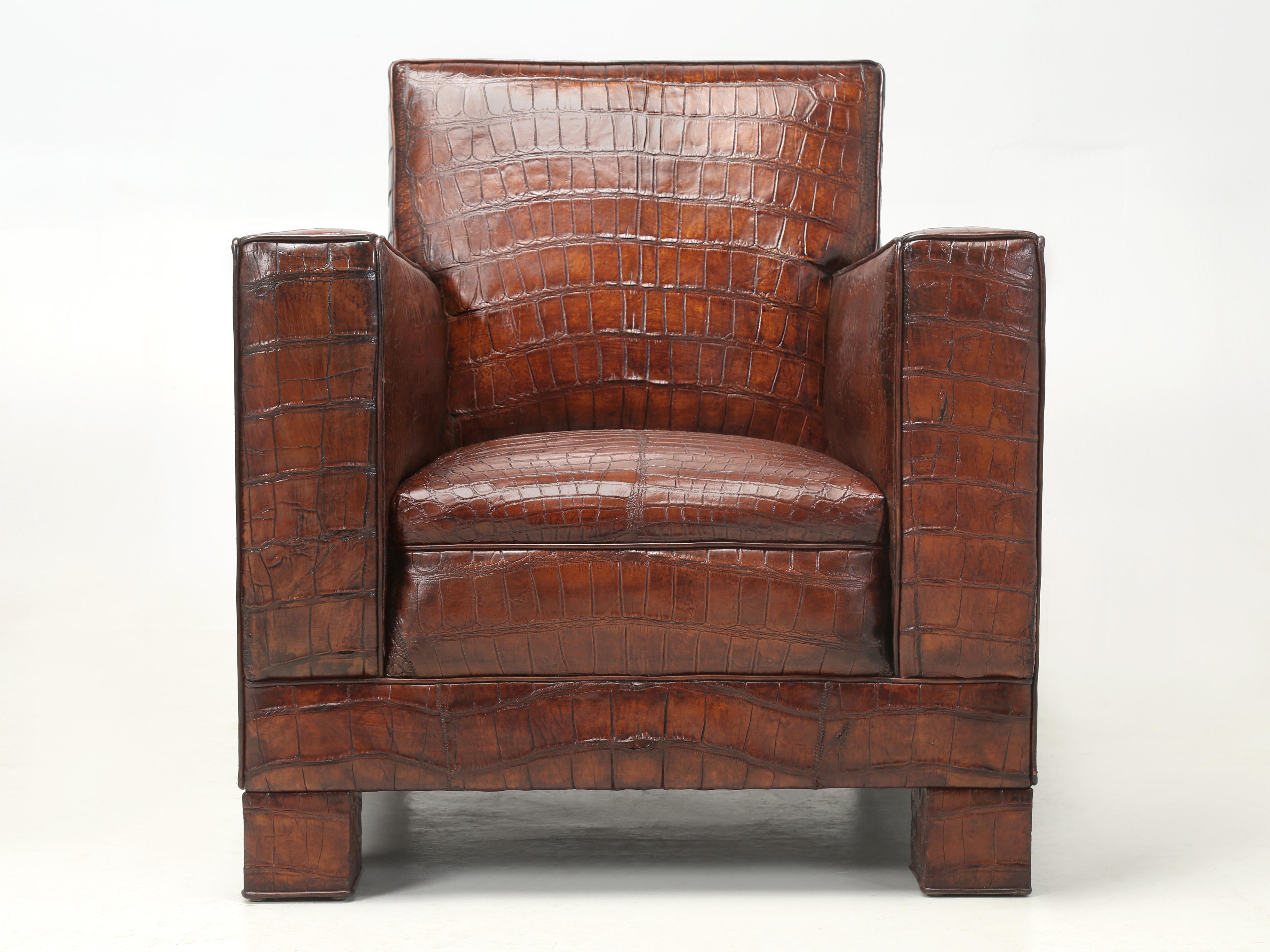 Genuine Alligator Club Chairs Inspired by Jean-Michel Frank & Adnet by Old Plank 7