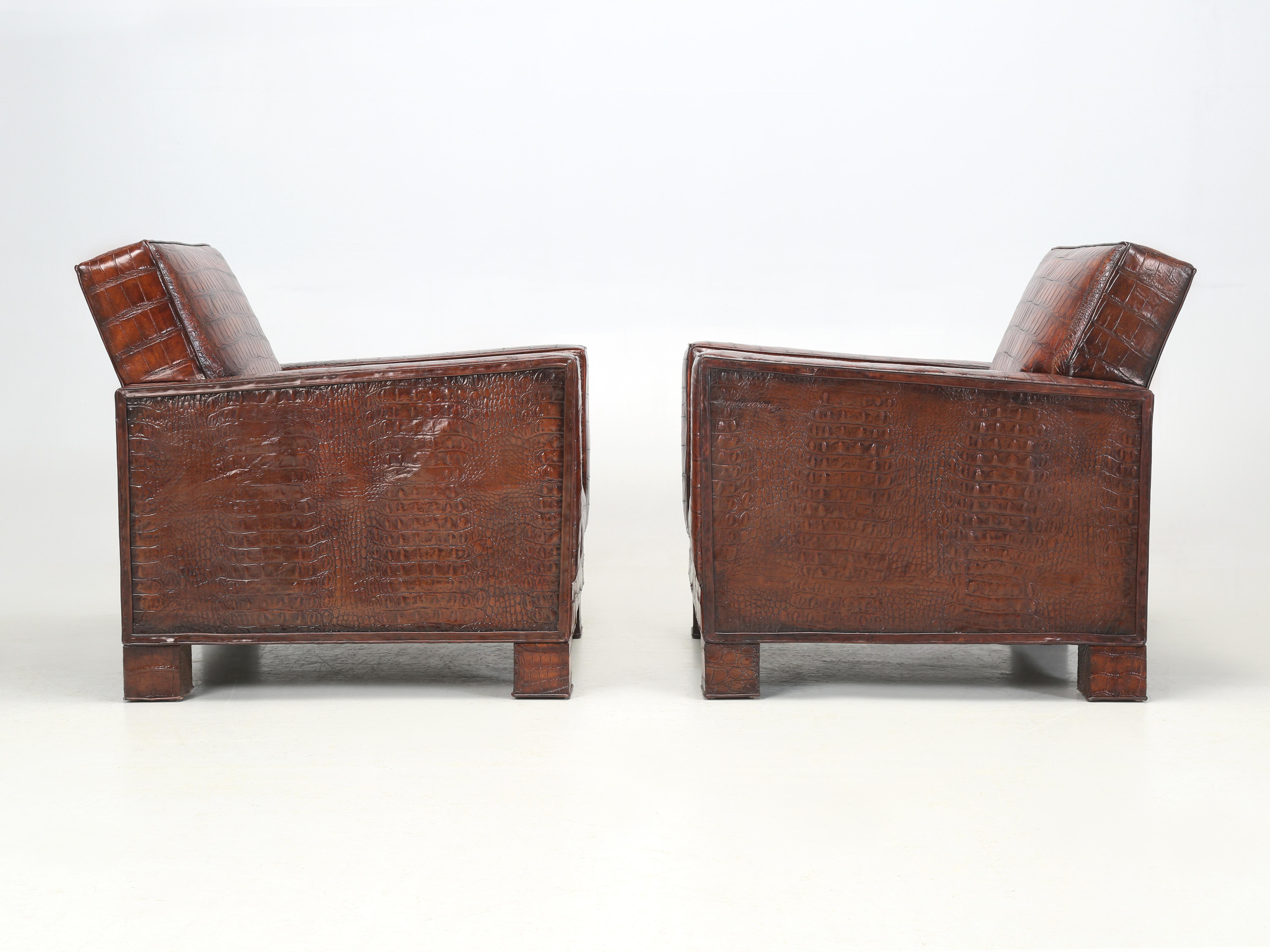 Genuine Alligator Club Chairs Inspired by Jean-Michel Frank & Adnet by Old Plank 9