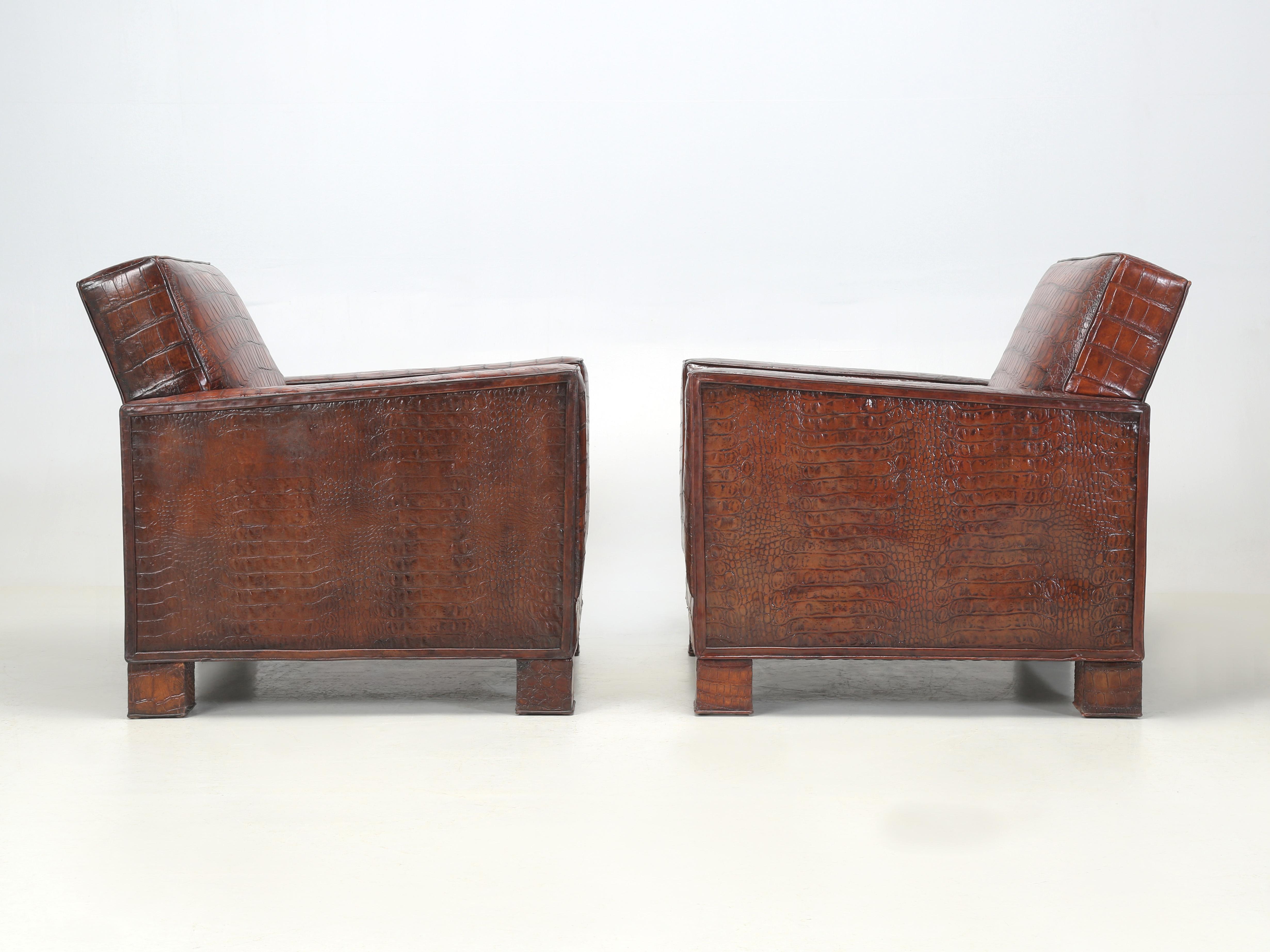 Genuine Alligator Club Chairs Inspired by Jean-Michel Frank & Adnet by Old Plank 10