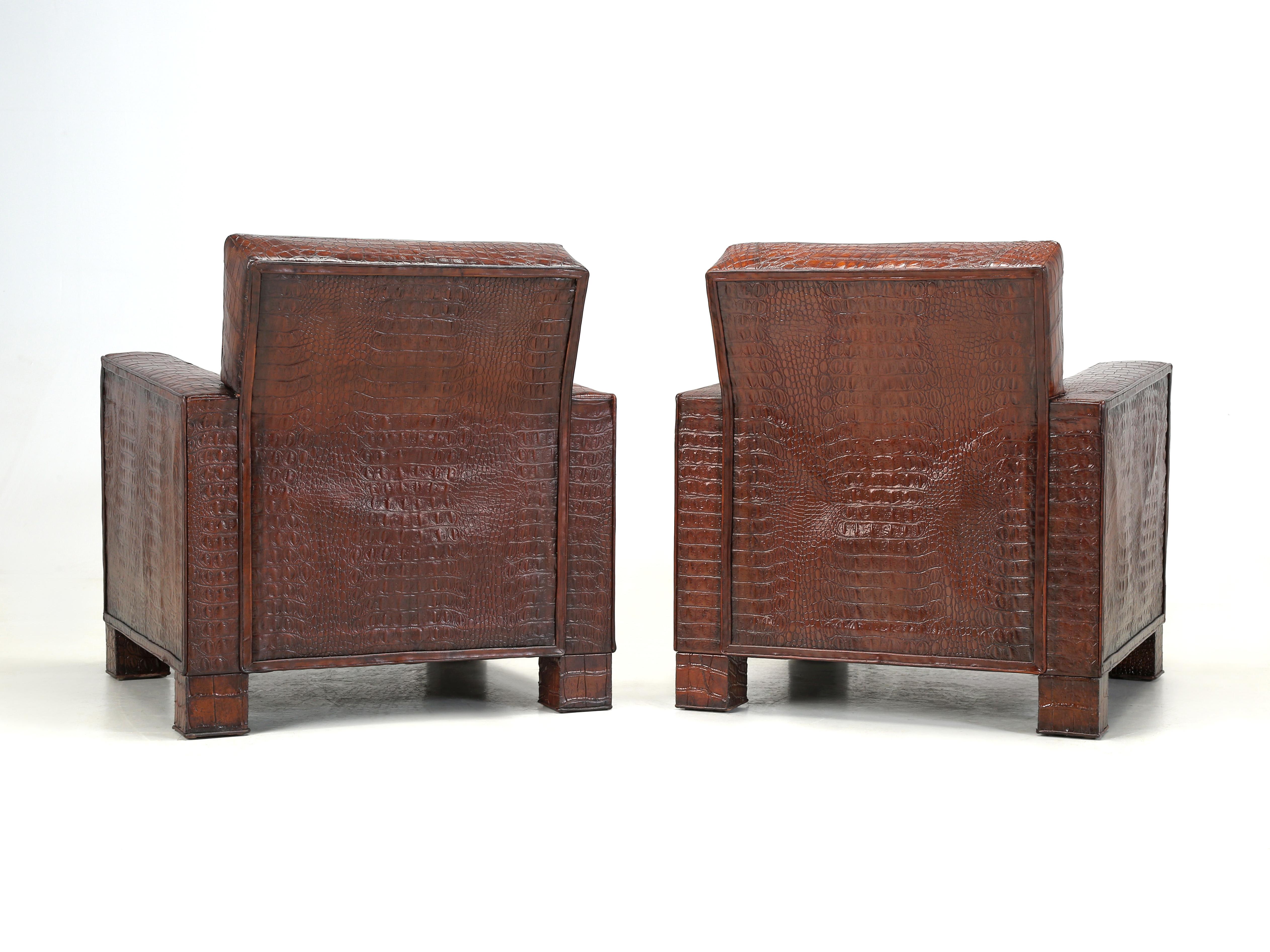 Genuine Alligator Club Chairs Inspired by Jean-Michel Frank & Adnet by Old Plank 11
