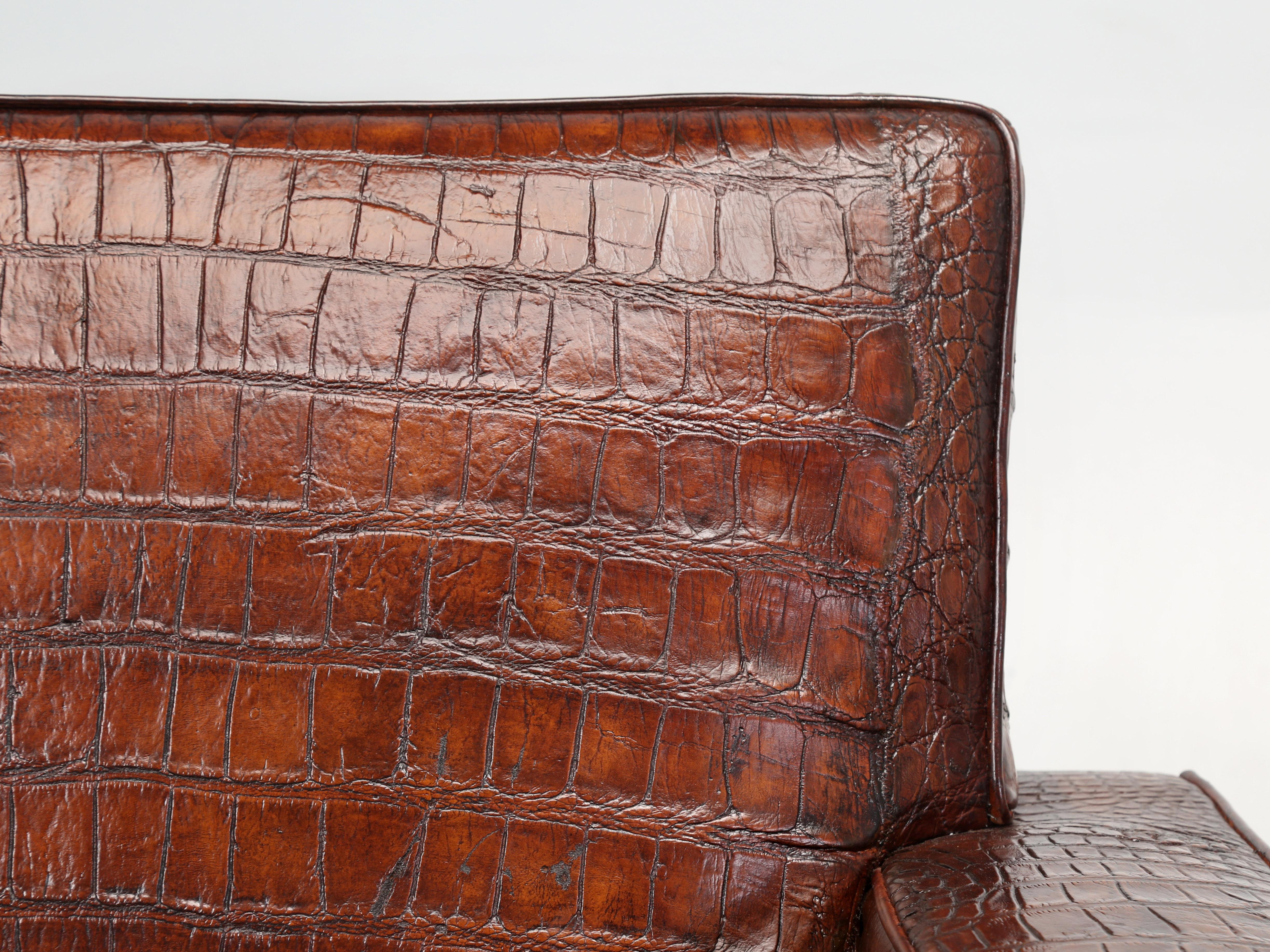 Art Deco Genuine Alligator Club Chairs Inspired by Jean-Michel Frank & Adnet by Old Plank