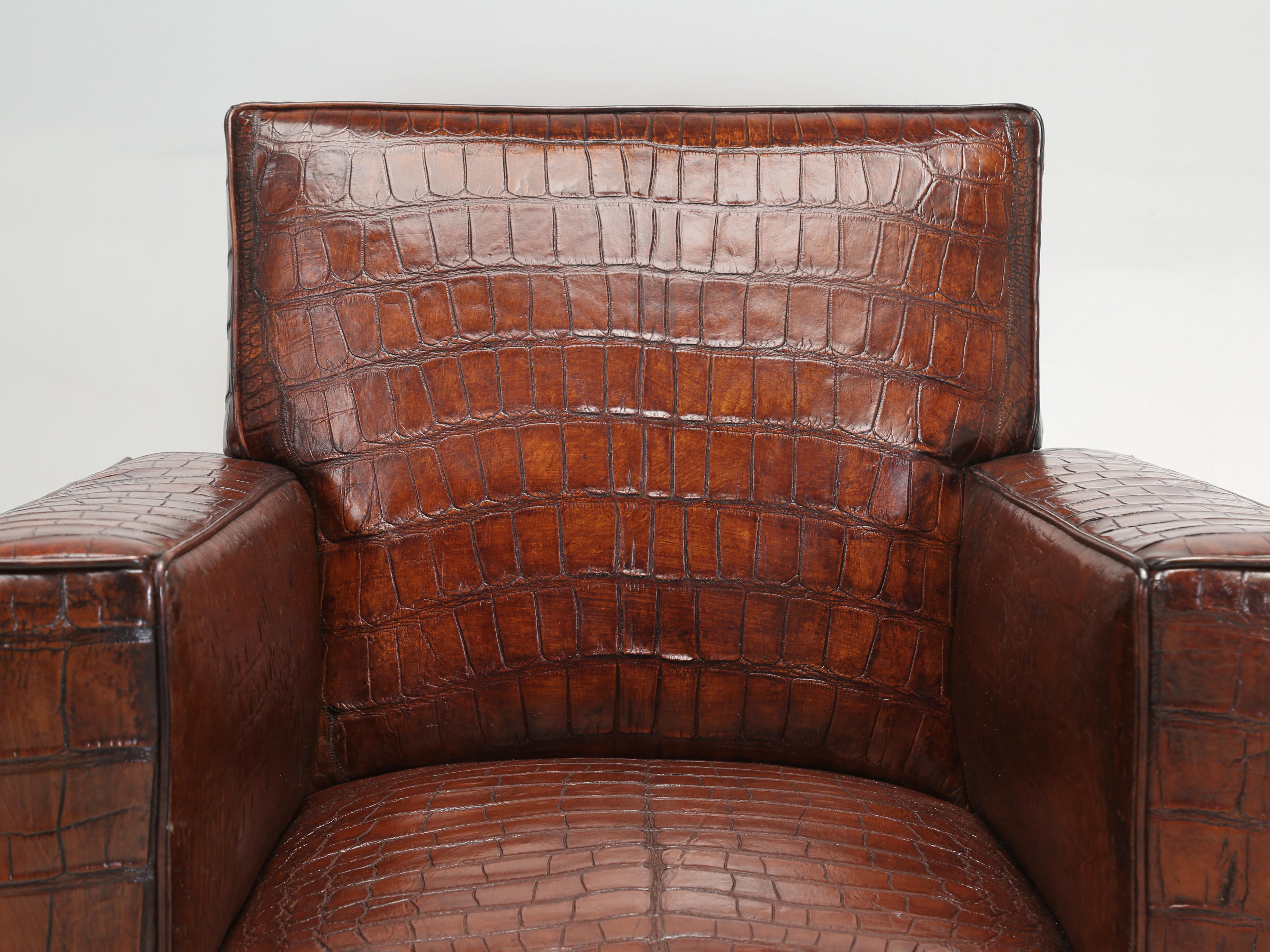 American Genuine Alligator Club Chairs Inspired by Jean-Michel Frank & Adnet by Old Plank