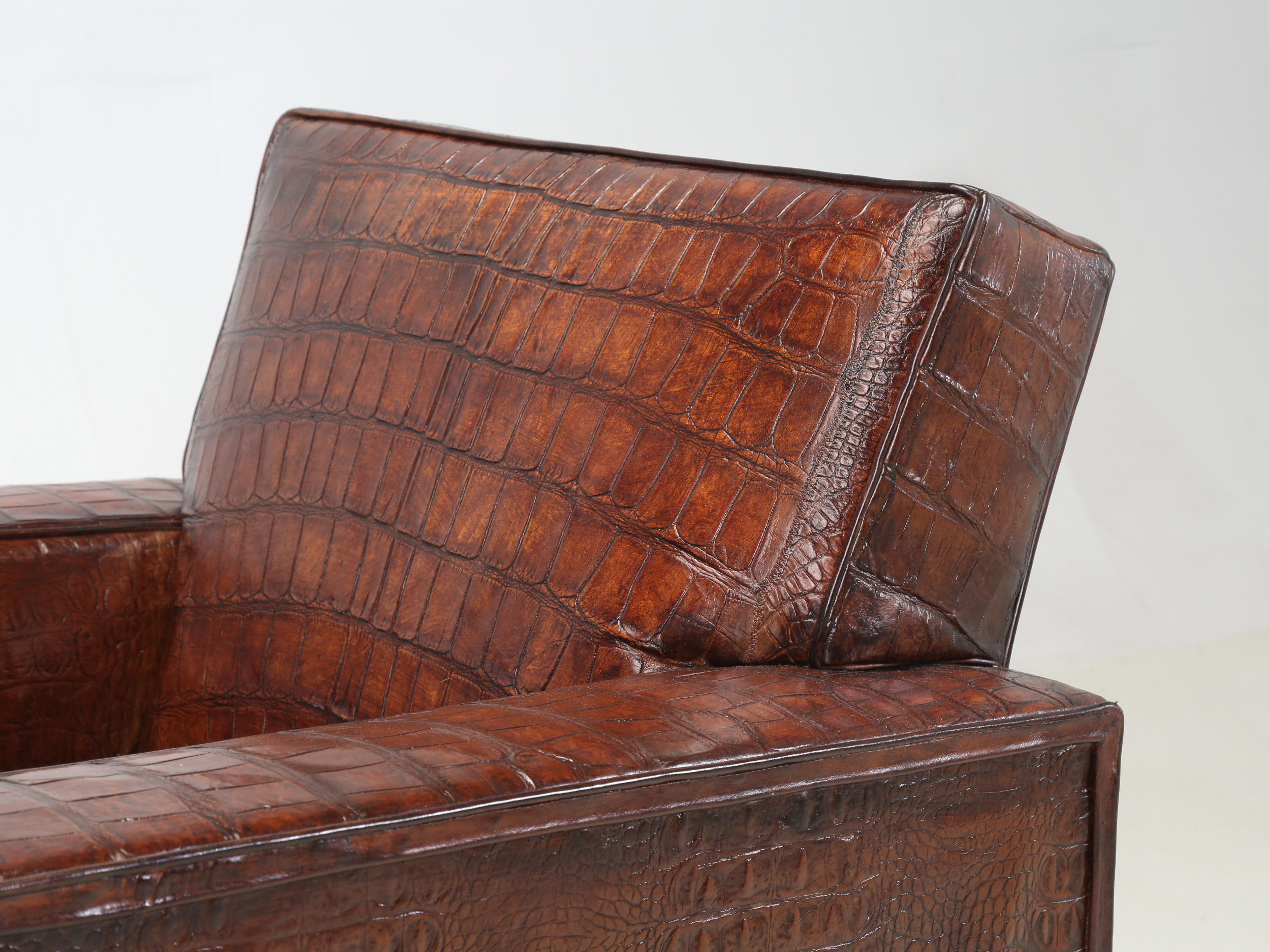 Dyed Genuine Alligator Club Chairs Inspired by Jean-Michel Frank & Adnet by Old Plank