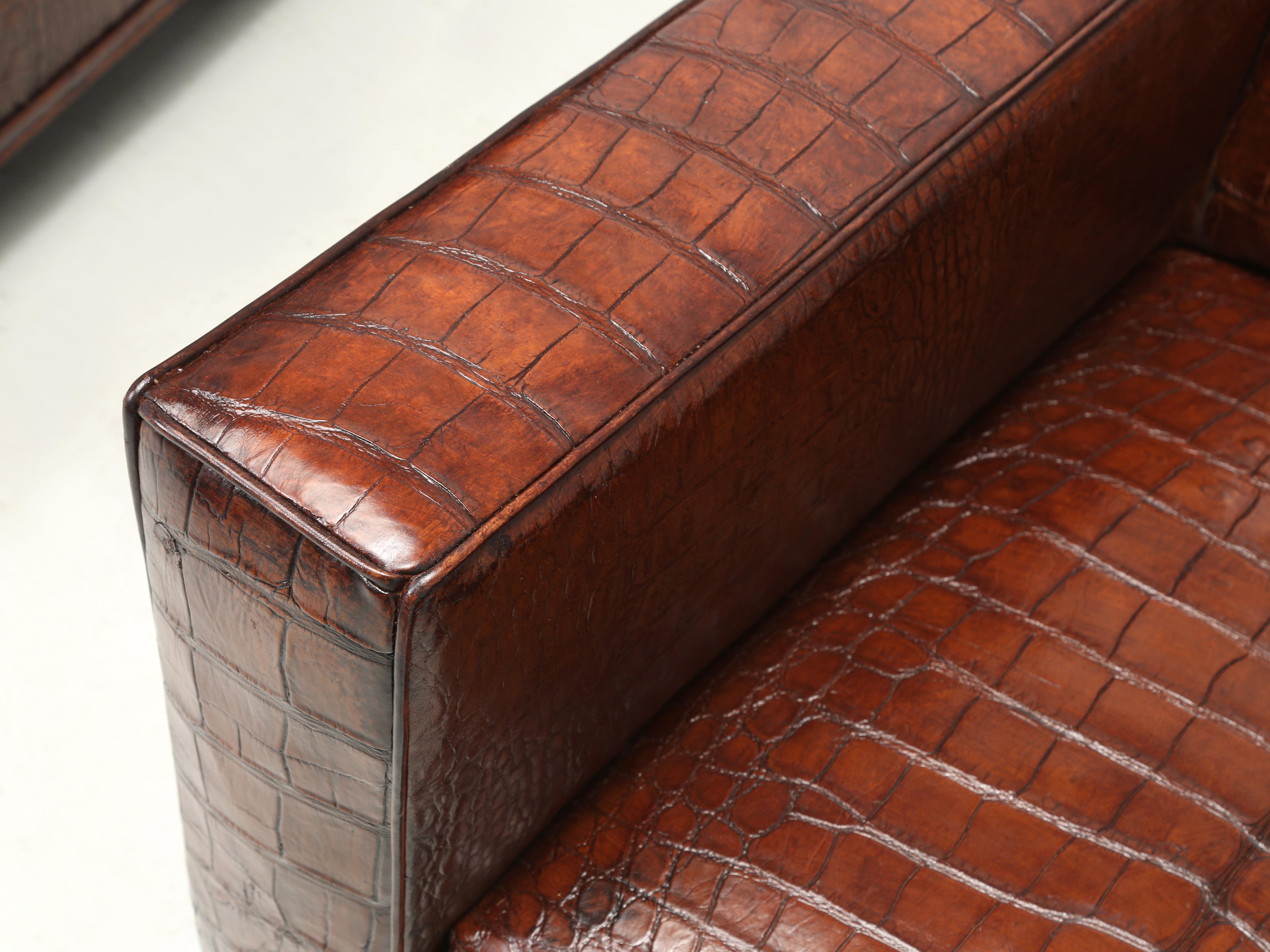 Animal Skin Genuine Alligator Club Chairs Inspired by Jean-Michel Frank & Adnet by Old Plank