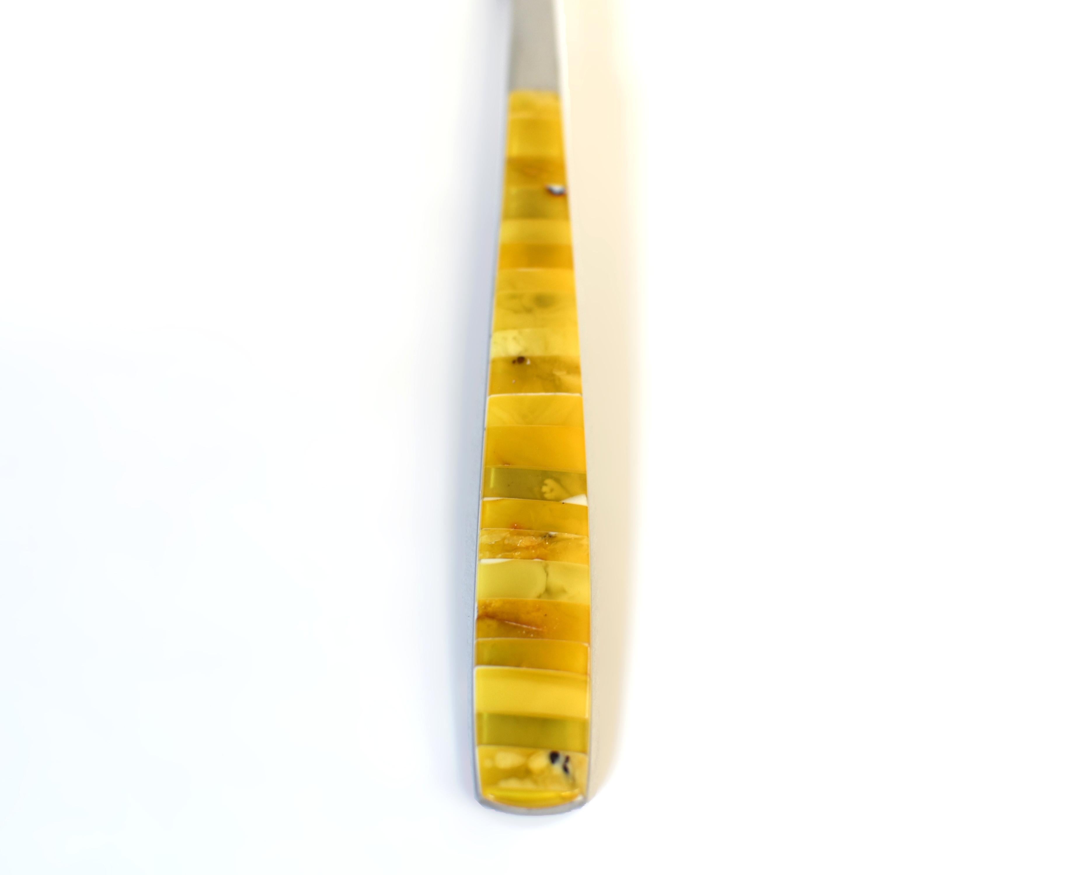 Français Serveur à gâteau en ambre véritable Coupe-pâte en acier inoxydable en vente