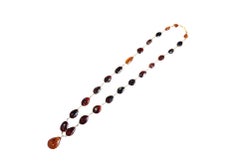 Genuine Amber Necklace Pendant Pear Cabochon Polished 22 Inch