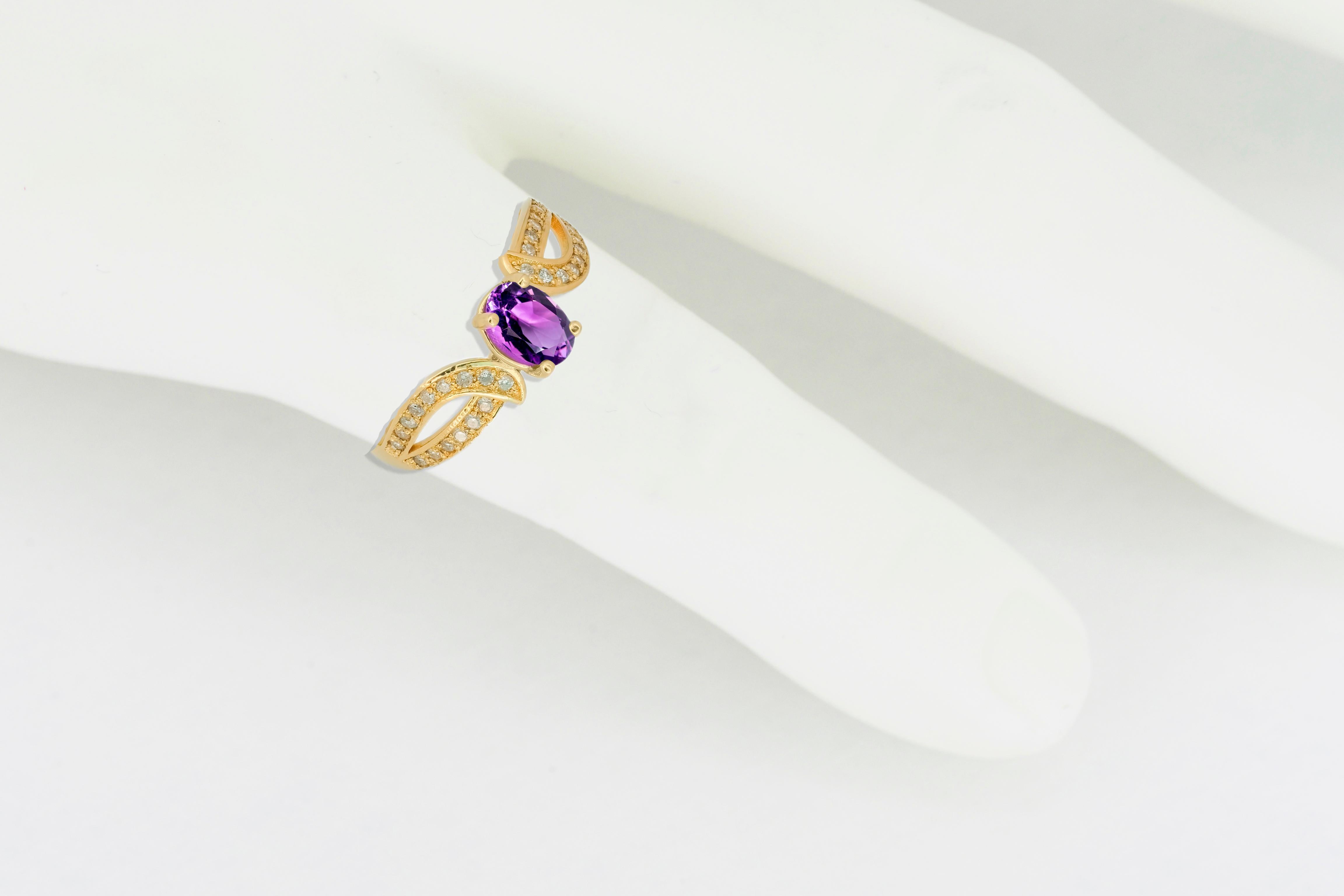 Women's Genuine Amethyst 14k Gold Ring