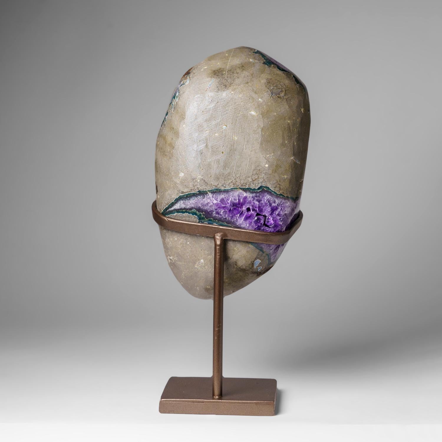 Geode a grappolo di cristallo di ametista autentico su supporto dal Brasile (11,5 lbs) In condizioni Nuovo in vendita a New York, NY