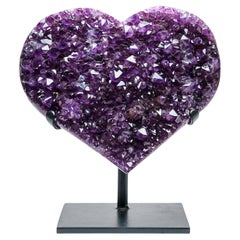 Genuine Amethyst Crystal Cluster Heart on Stand from Brazil (57 lbs)