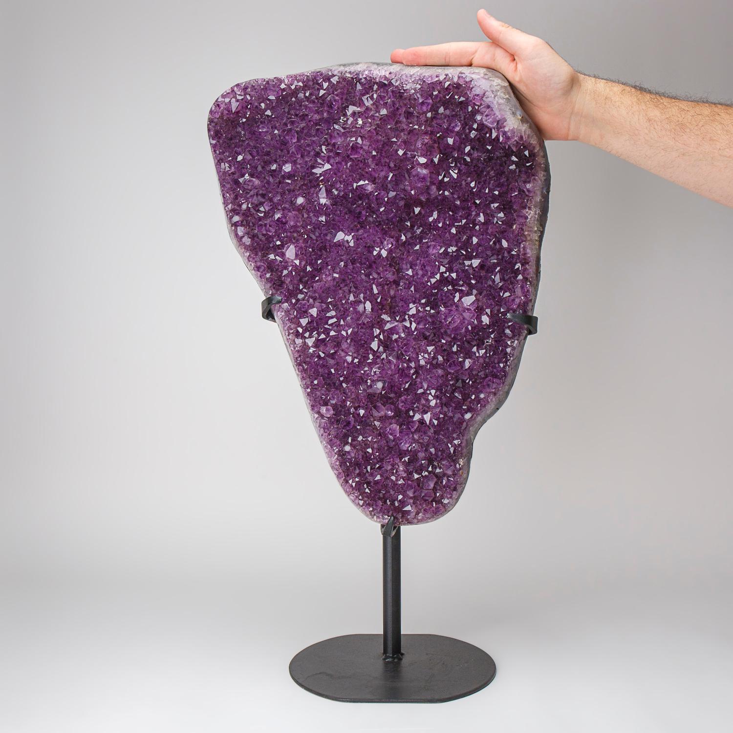 Brazilian Genuine Amethyst Crystal Cluster on Stand from Brazil (32.5 lbs) For Sale