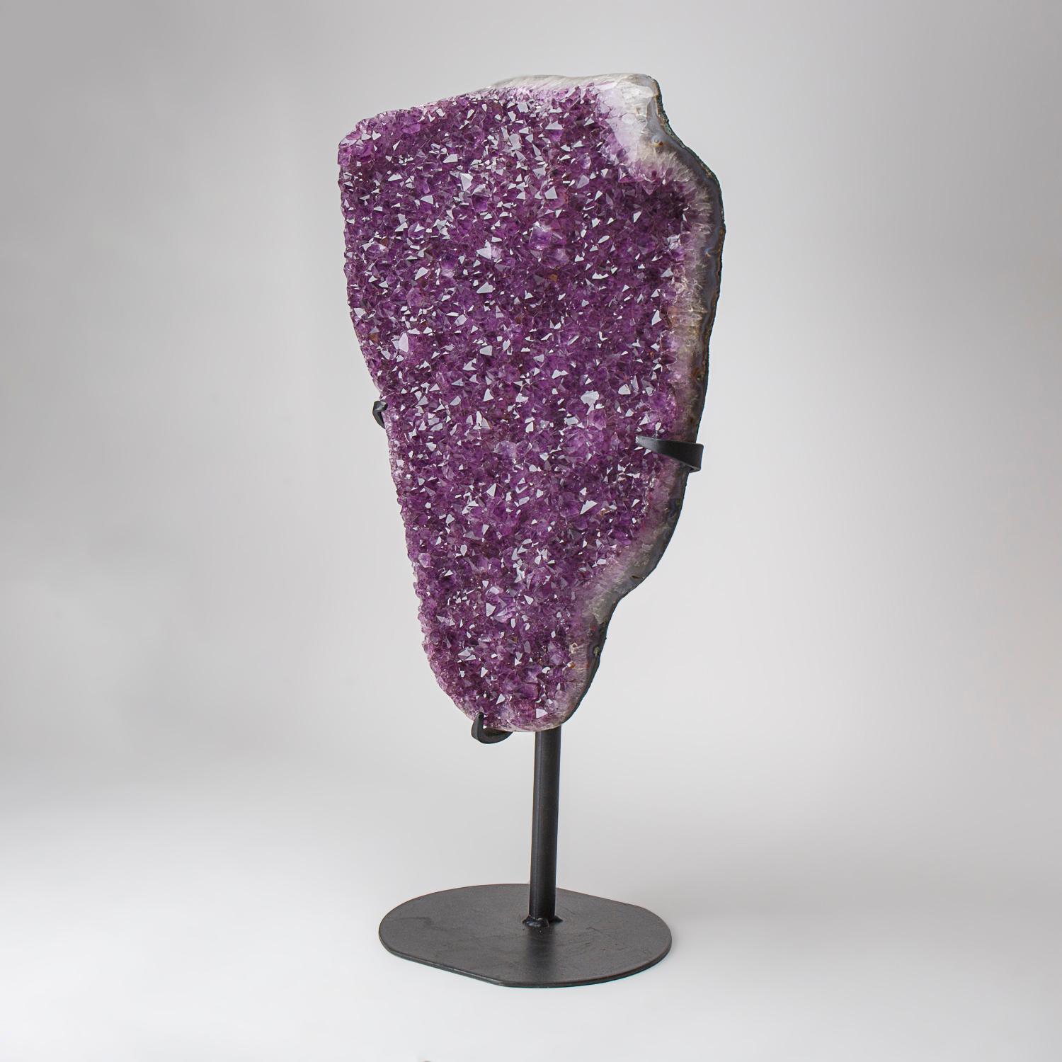 Genuine Amethyst Crystal Cluster on Stand from Brazil (32.5 lbs) In New Condition For Sale In New York, NY