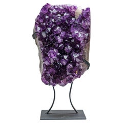 Genuine Amethyst Crystal Cluster with Calcite on Stand from Brazil (20.5 lbs)