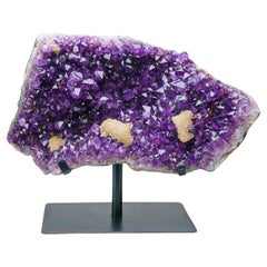 Genuine Amethyst Crystal Cluster with Calcite on Stand from Uruguay (58.5 lbs)