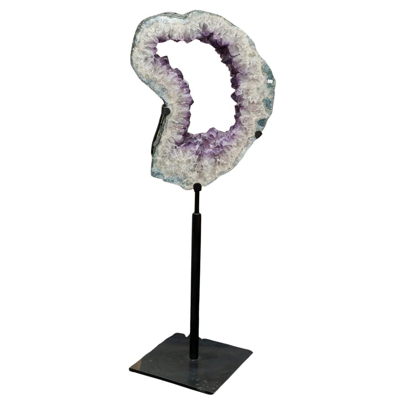 Genuine Amethyst Geode Slice on Stand from Brazil