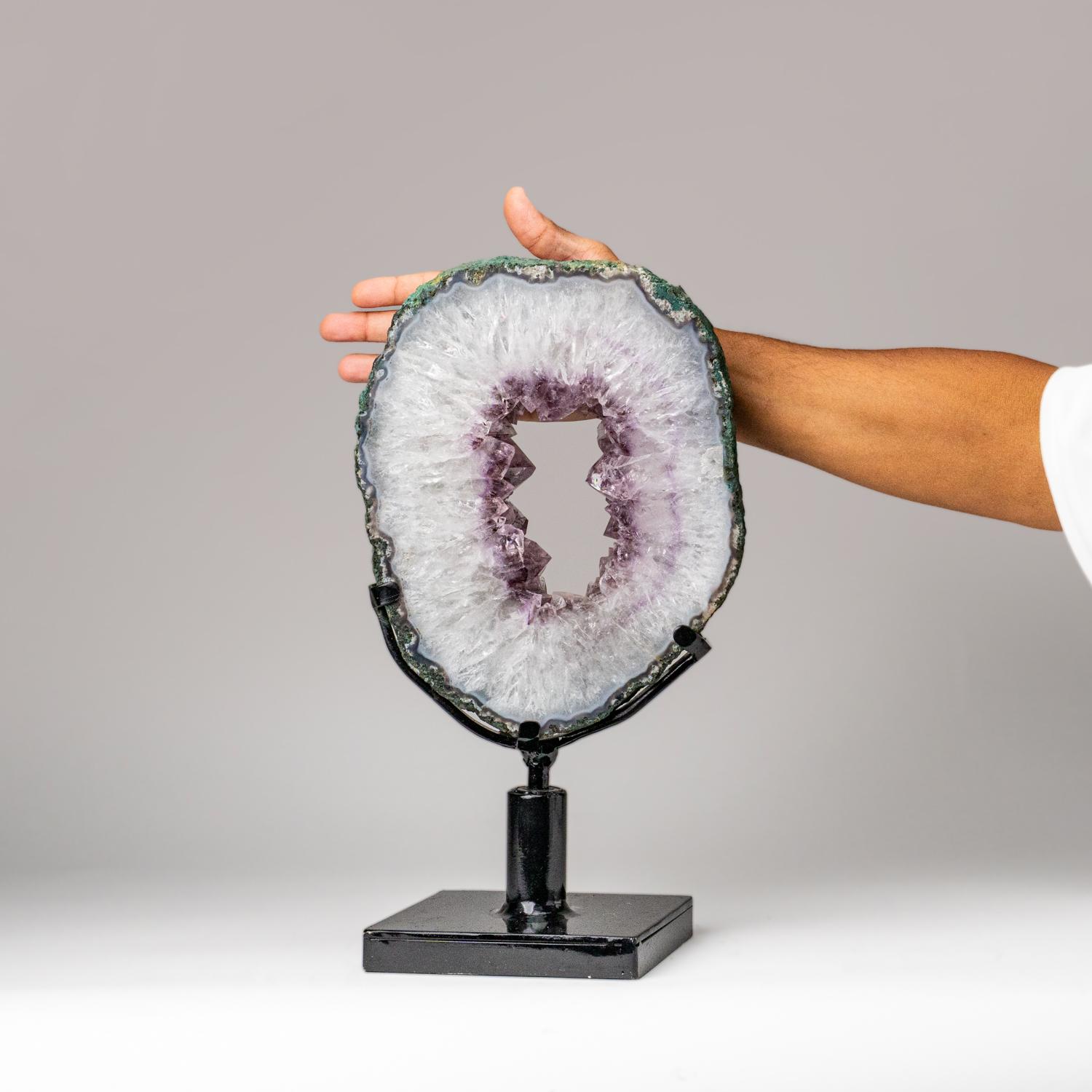Echte Amethyst-Geodenscheibe auf Ständer aus Uruguay (13 lbs) (Brasilianisch) im Angebot