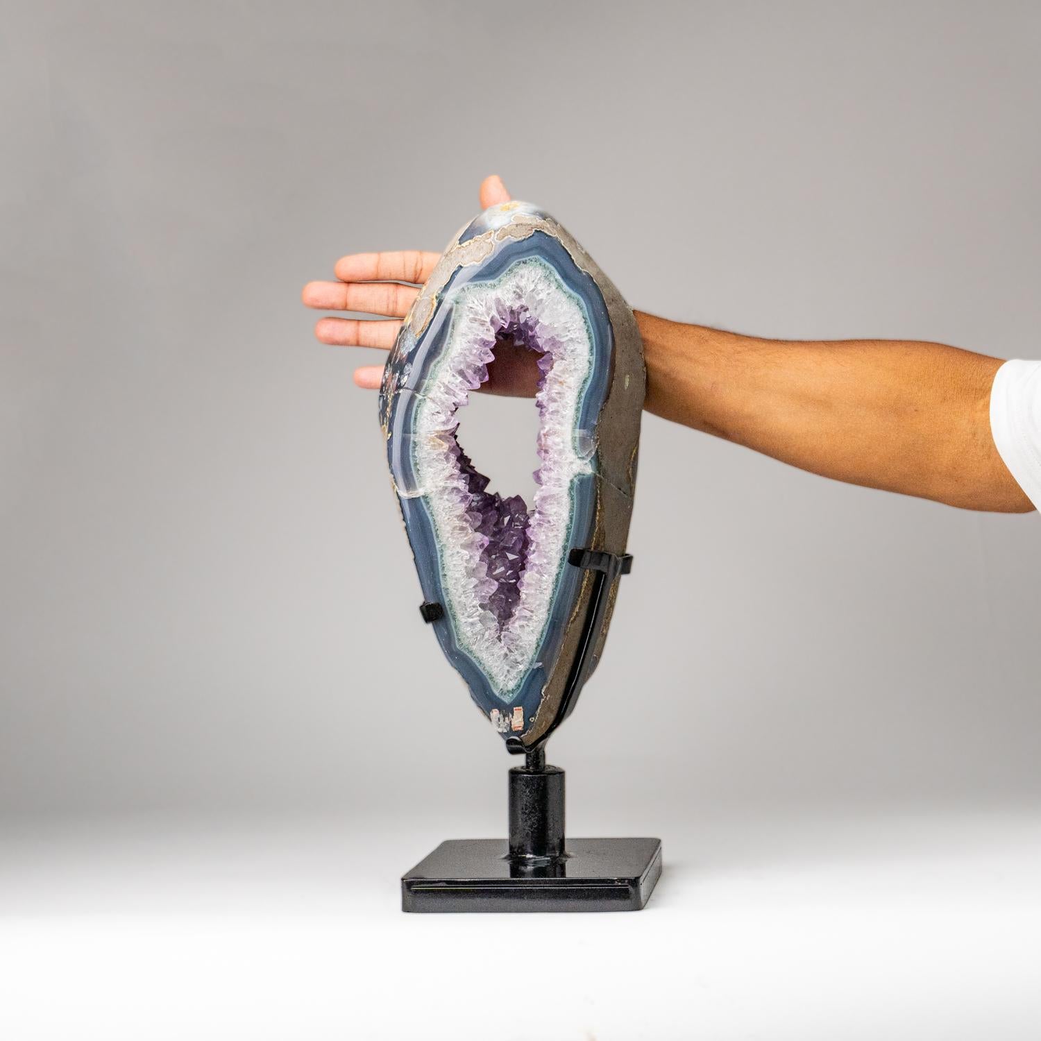 Echte Amethyst-Geodenscheibe auf Ständer aus Uruguay (14 lbs) (Brasilianisch) im Angebot