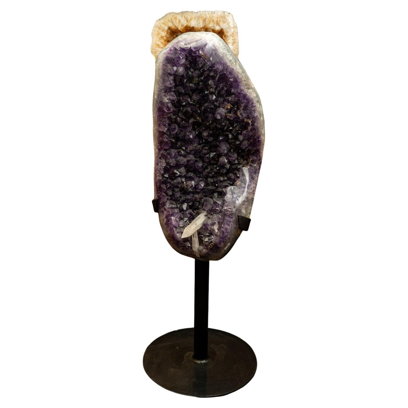 Genuine Amethyst Geode with Calcite on Stand from Brazil (50.7 lbs)