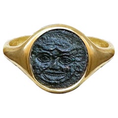 Genuine Ancient Greek Coin 4th cent. BC 18 Kt Gold Ring depicting Medusa