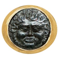 Genuine Ancient Greek Coin 4th cent. BC 18 Kt Gold Ring depicting Medusa