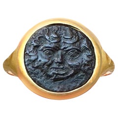 Genuine Ancient Greek Coin 4th cent. BC 18 Kt Gold Ring depicting Medusa