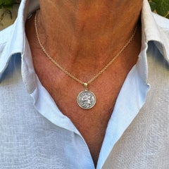 Genuine Ancient Roman Coin 148 BC 18Kt Gold Pendant Depicting Goddess Rome