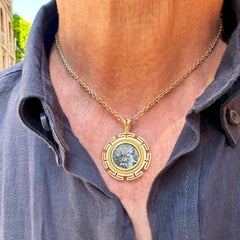 Genuine Ancient Roman Coin 148 BC 18Kt Gold Pendant Depicting Goddess Rome