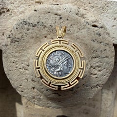 Antike römische Münze 148 v. Chr. 18 Karat Gold Anhänger mit der Darstellung der Göttin Rom