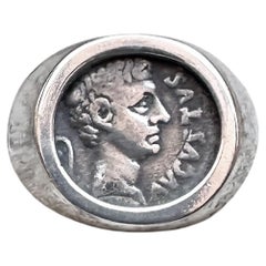 Antique Genuine Ancient Roman coin 27 BC-14 AD Ring depicting Emperor Augustus