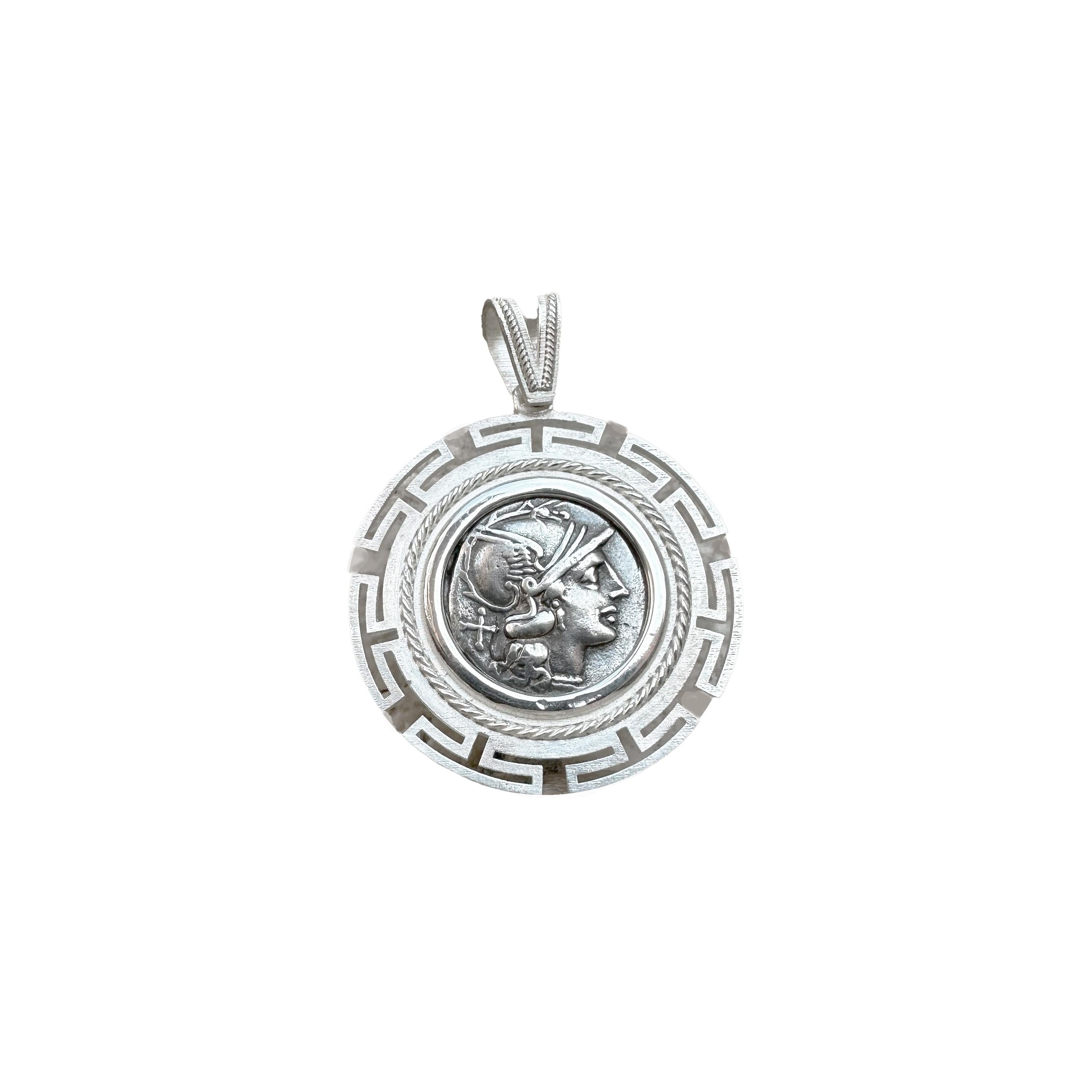 Genuine Ancient Roman Coin 2nd Cent 925 Silver Pendant Depicting Goddess Rome For Sale 2