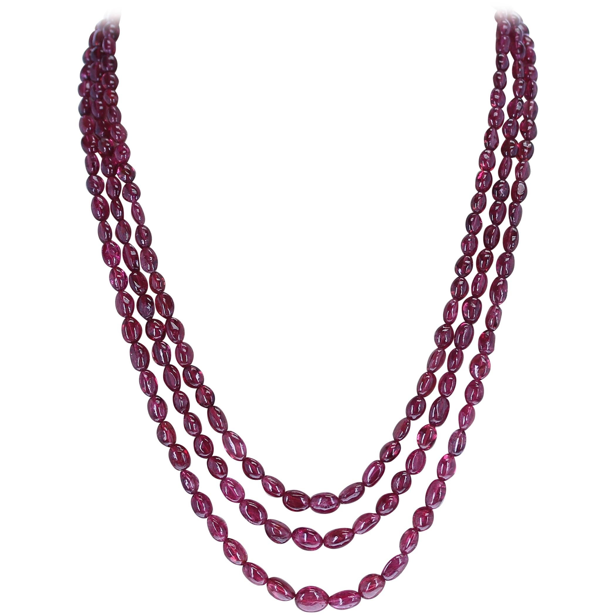 Collier de perles de spinelle véritable et naturelle taillée et lisse, fermoir en or 14 carats