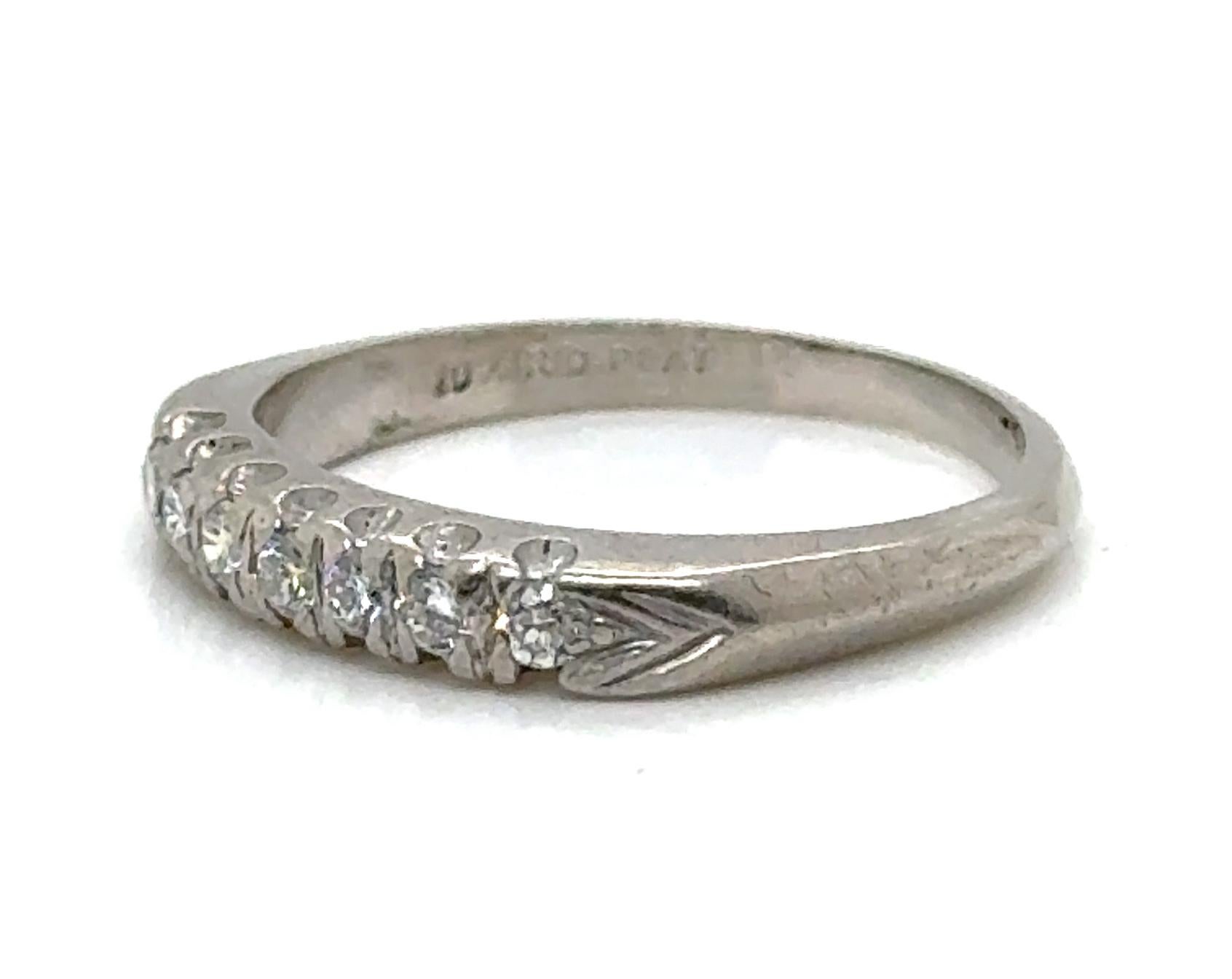 Art Deco Genuine Antique Deco Diamond Wedding Band .21ct 1930's -1940's Platinum Ring For Sale