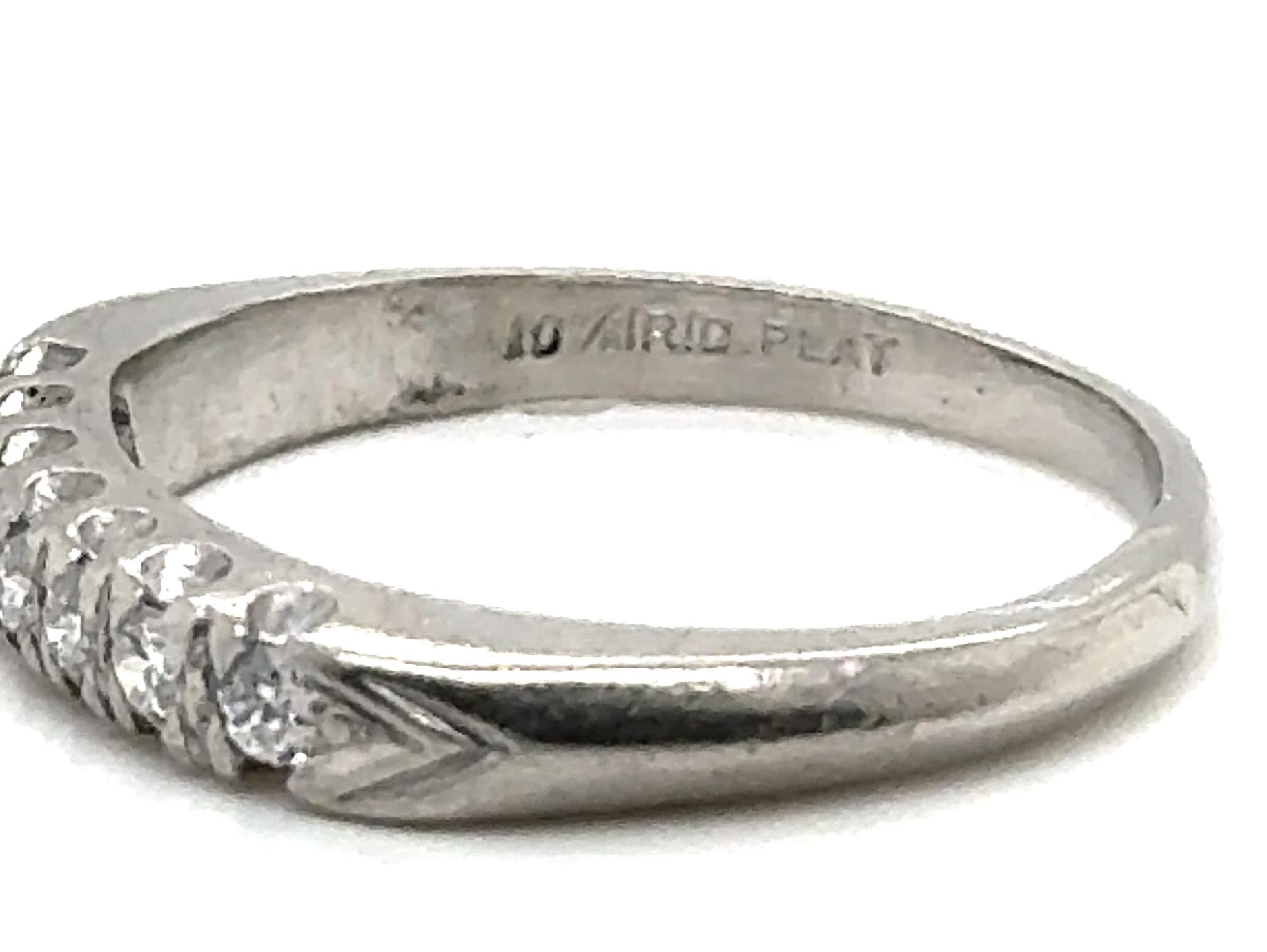 Round Cut Genuine Antique Deco Diamond Wedding Band .21ct 1930's -1940's Platinum Ring For Sale