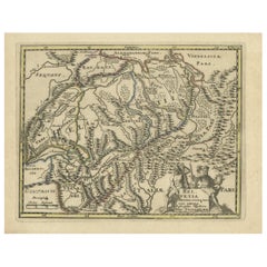 Echte, antike, gestochene Karte von Helvetien oder der Schweiz, 1729