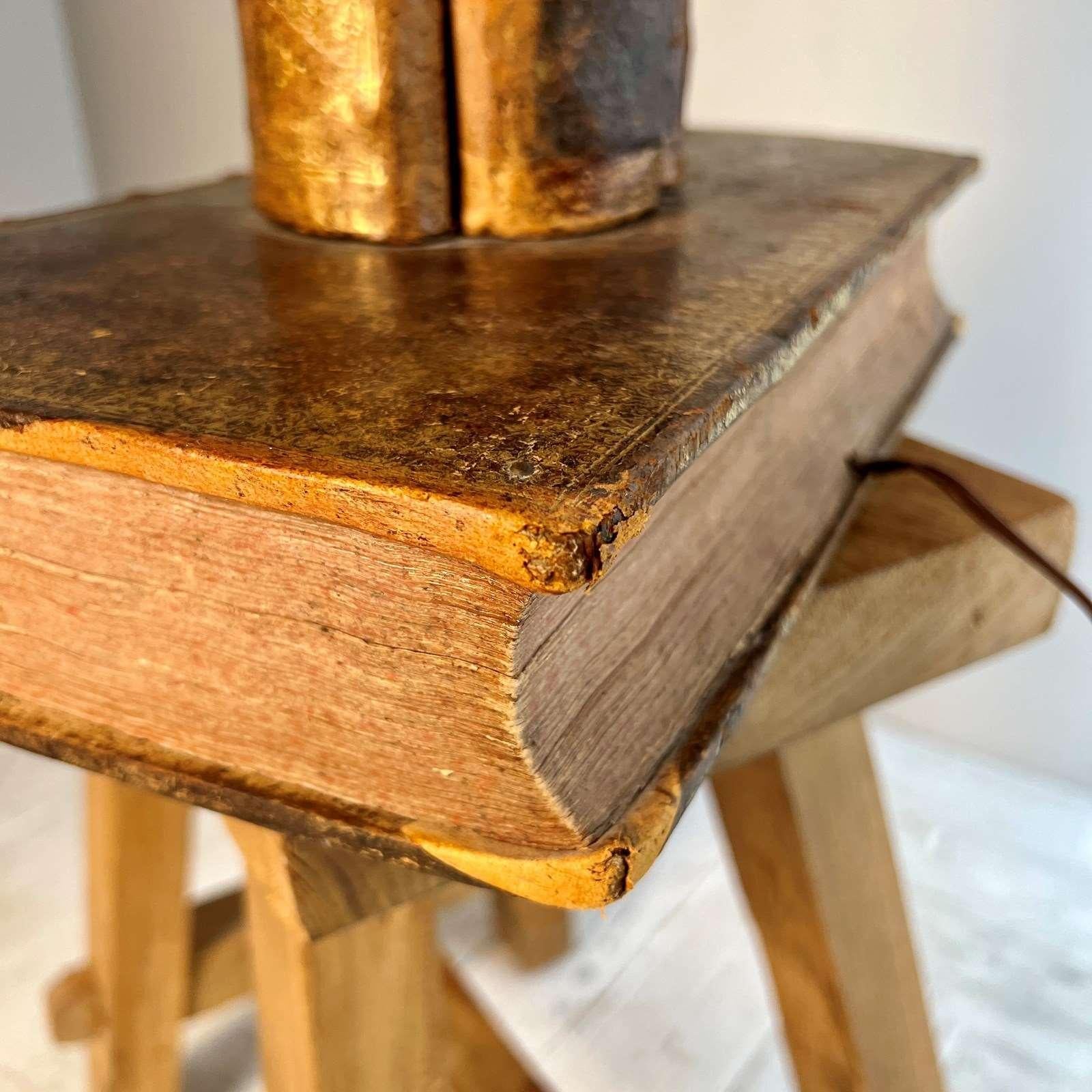 Echtes antikes Leder Buch Lampe (20. Jahrhundert) im Angebot