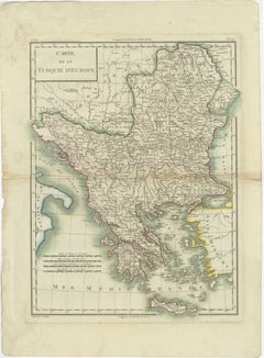 Genuine Antique Map of European Turkey by Pierre Antoine Tardieu (1784-1869)
