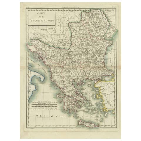 Genuine Antique Map of European Turkey by Pierre Antoine Tardieu, 1802