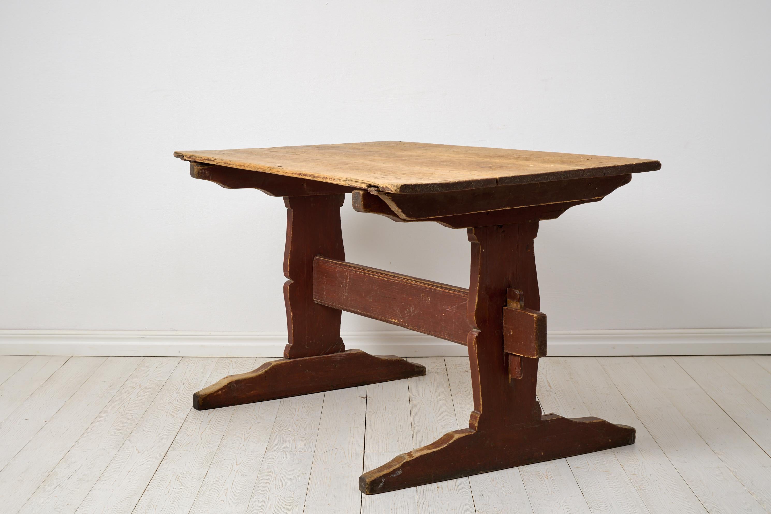 Hand-Crafted Genuine Antique Northern Swedish Pine Rustic Country Small Dining or Work Table  For Sale