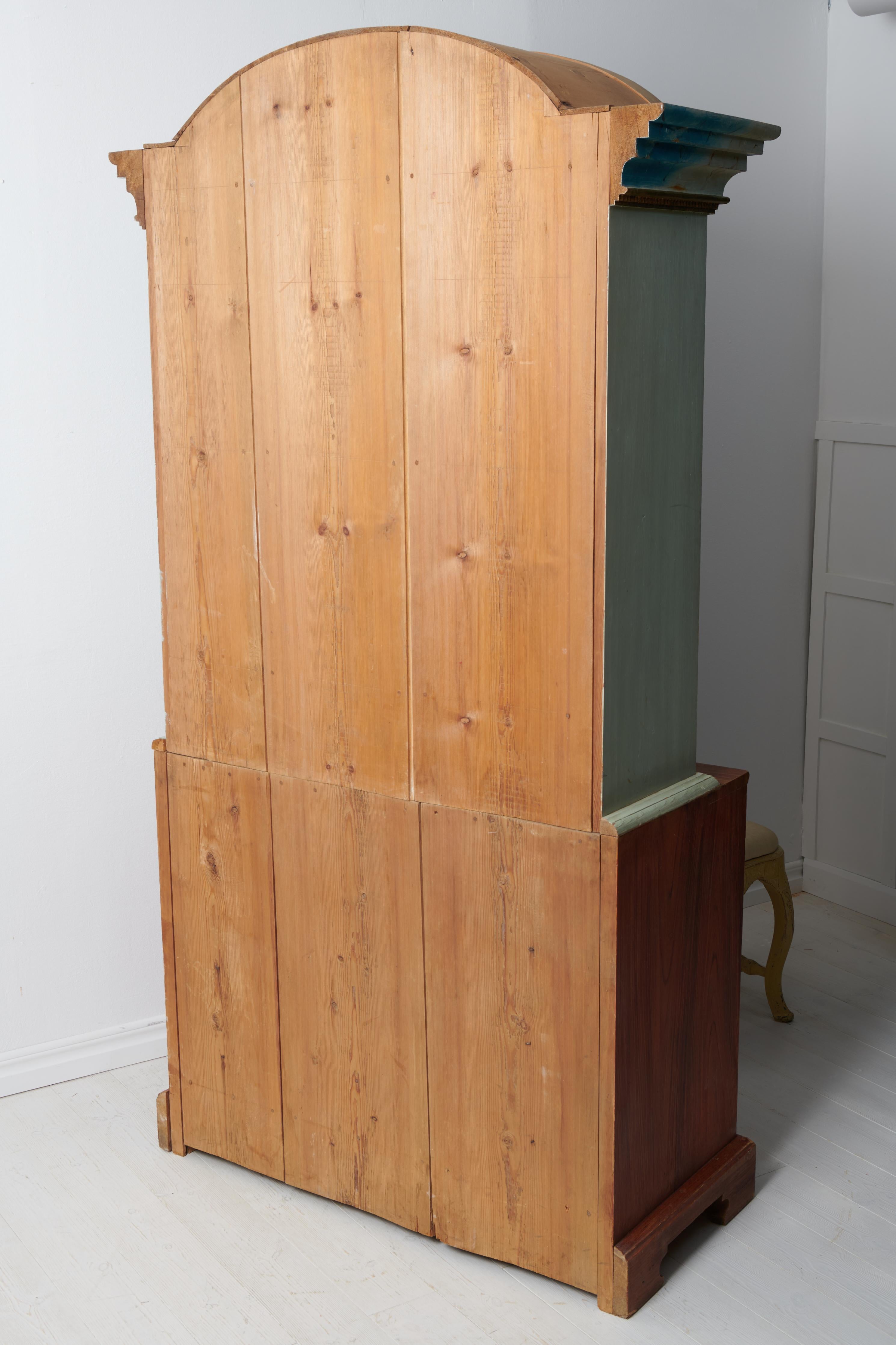 Genuine Antique Northern Swedish Tall Pine Rococo Country Cabinet  For Sale 14